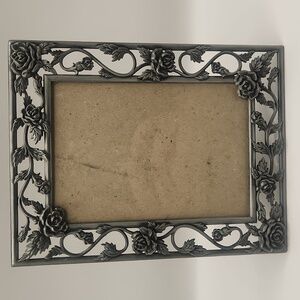 Vintage Metal Rose Filigree Picture Frame